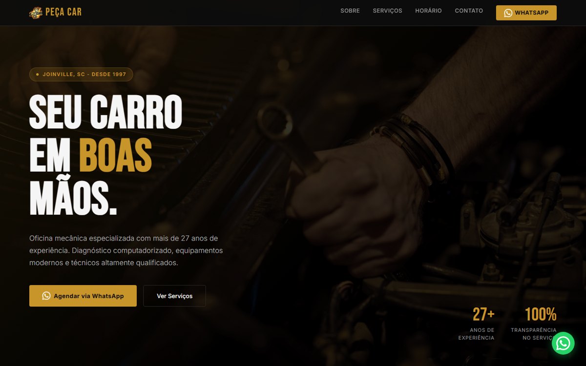 Página inicial do site da Peça Car
